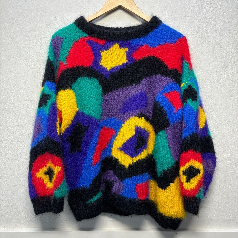 Vtg Geometric Colorful Pullover Womens Sweater Women's Sz M? (see measurements)